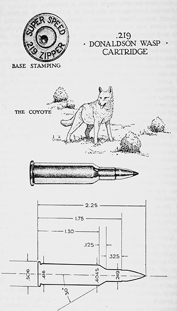 This image was taken from the pages of Twenty-Two Caliber Varmint Rifles by C.S. Landis. In years past, when loading manuals were few, many authors took it upon themselves to print data for new or wildcat cartridges like the Wasp shown here.